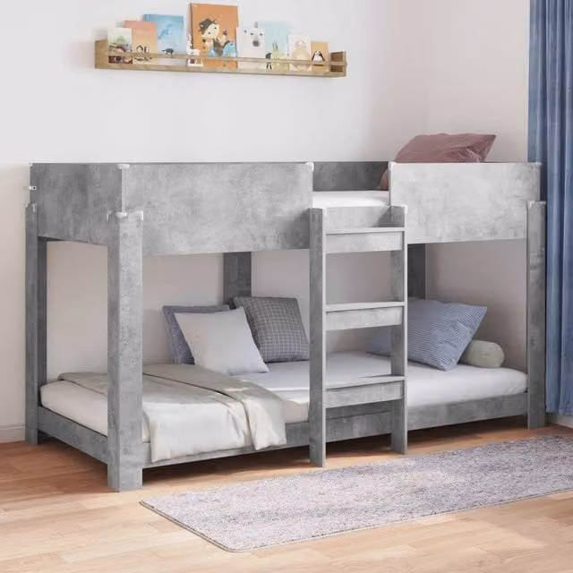 Berkfield Home Modern Two-Level Bunk Bed for Children in Grey, Engineered Wood, W/D/H: 90 x 200 cm – 1