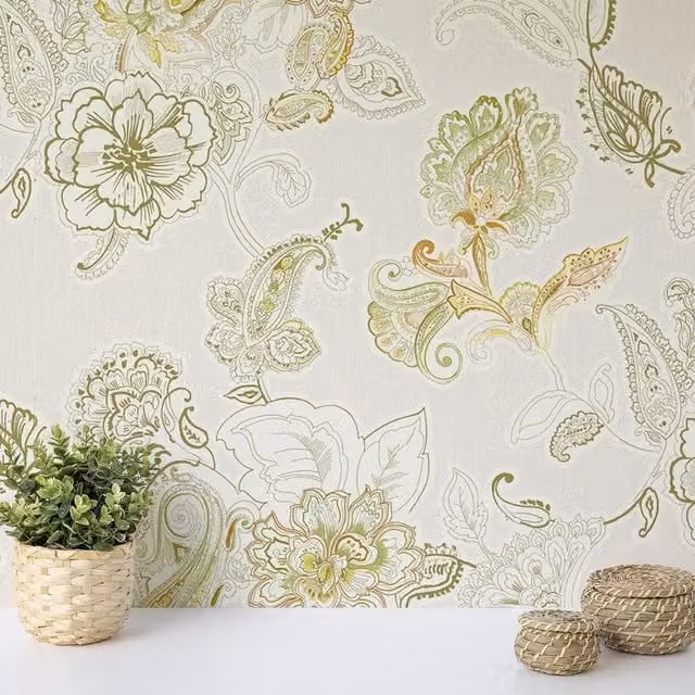Wallquest Villa Rosa Indian Damask Floral Botanical Wallpaper, Multicolour