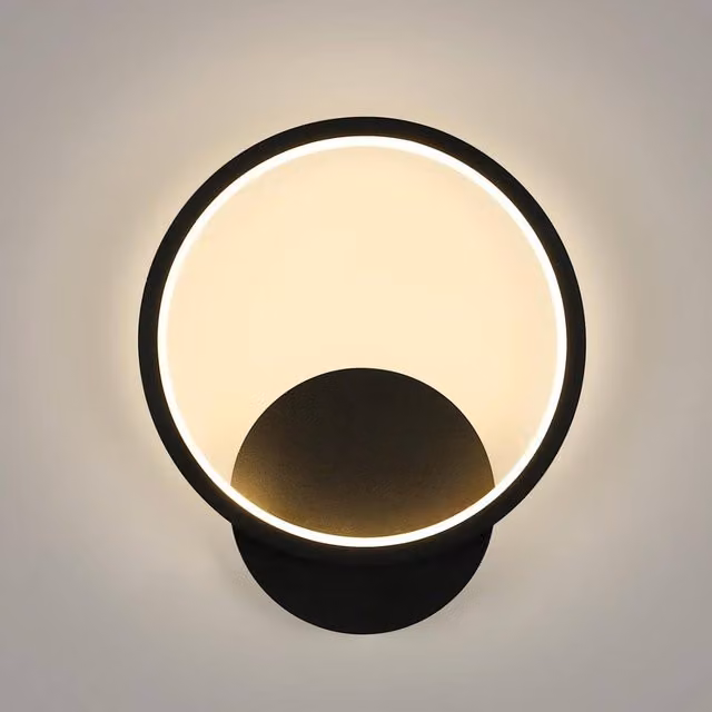 Goeco Modern Round LED Indoor Wall Light, Black, Diameter: 20 cm, 12W, 3000 K Warm White – 1