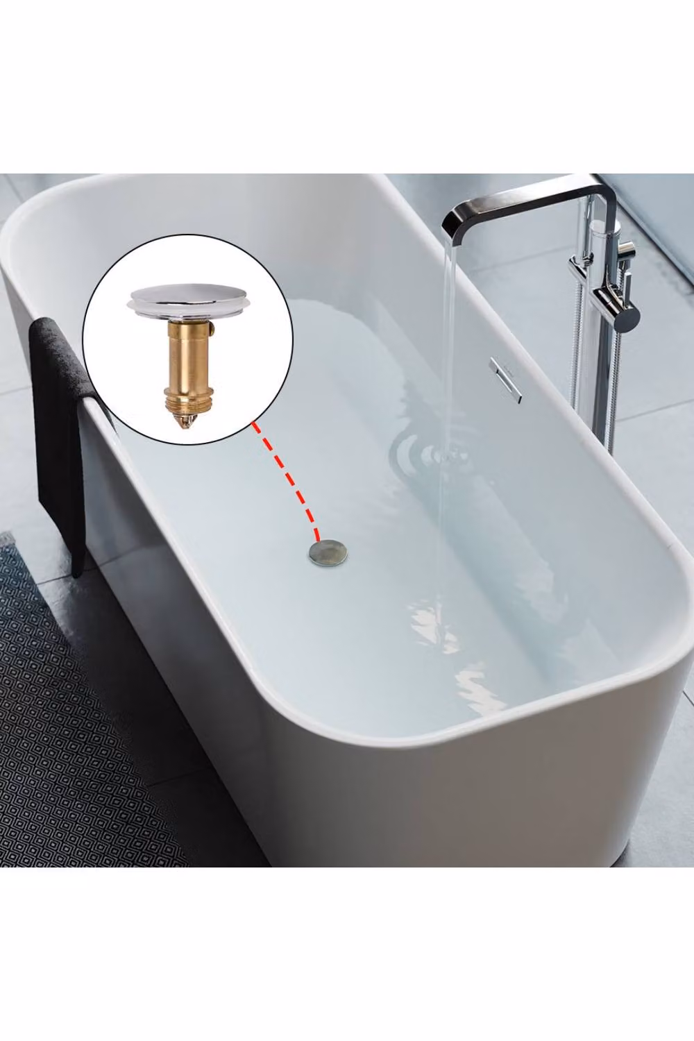 KDMD Silver Copper and Brass 38mm Pop Up Basin Sink Drain Stopper with Push Button mechanism – 2