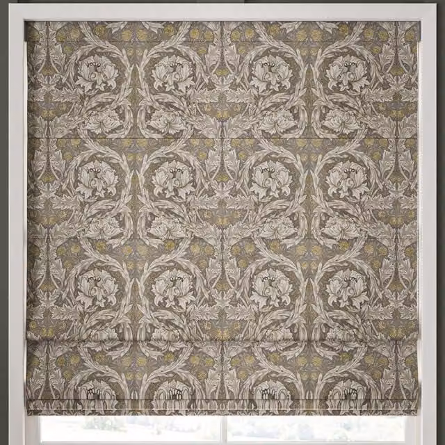 William Morris At Home African Marigold Floral Velvet Made to Measure Roman Blind in Limestone and Multicolour