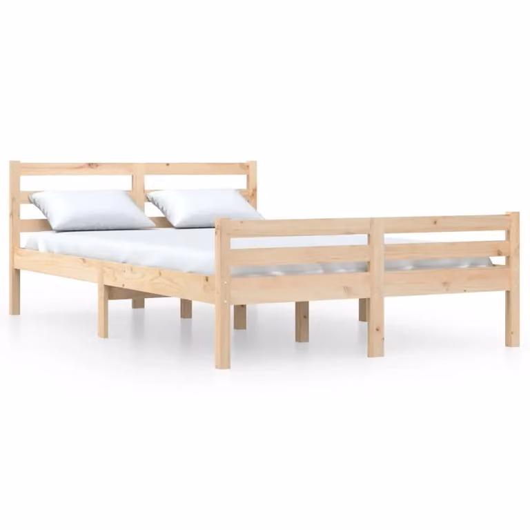 Berkfield Home Solid Wood Pine Bed Frame, Brown, W: 140 cm, D: 200 cm