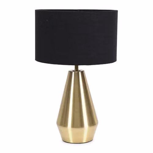 ValueLights Gold Metal Touch Dimmer Table Lamp with Black Fabric Drum Shade – 1