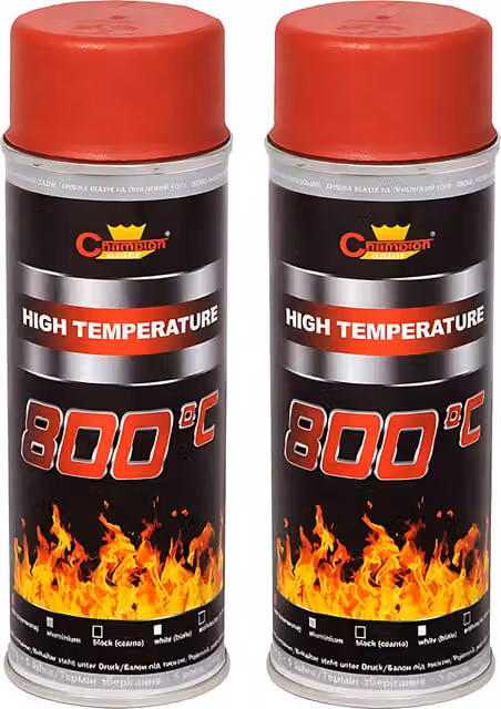 Sola Red Heat-Resistant Enamel Spray Paint, Silicone-Based, 2 x 400 mL