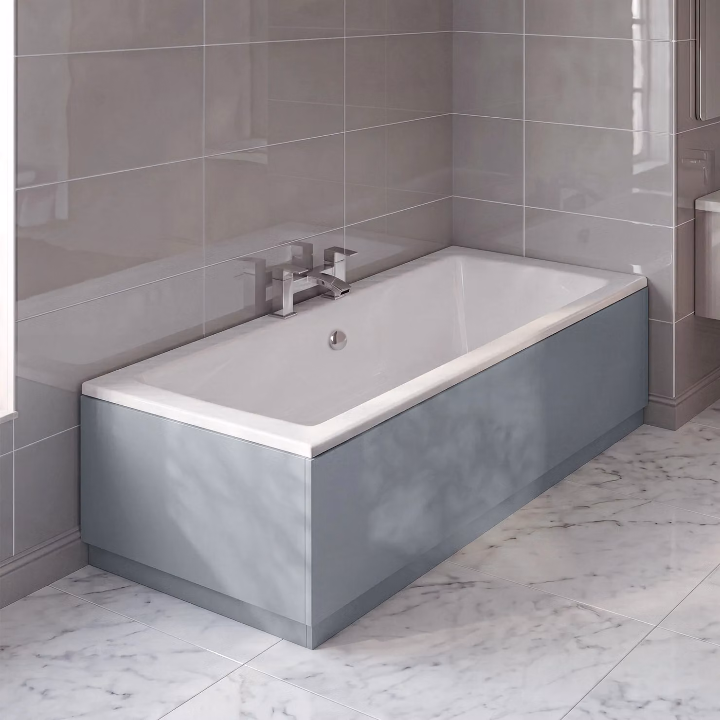 Balterley Straight Reversible Bath End Panel and Plinth in Grey – 3