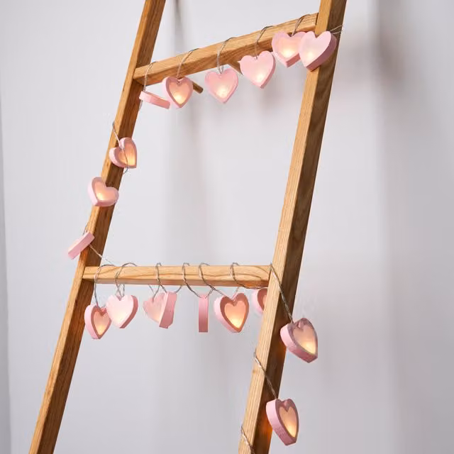 Litecraft Pink Heart Shaped Warm White LED String Lights