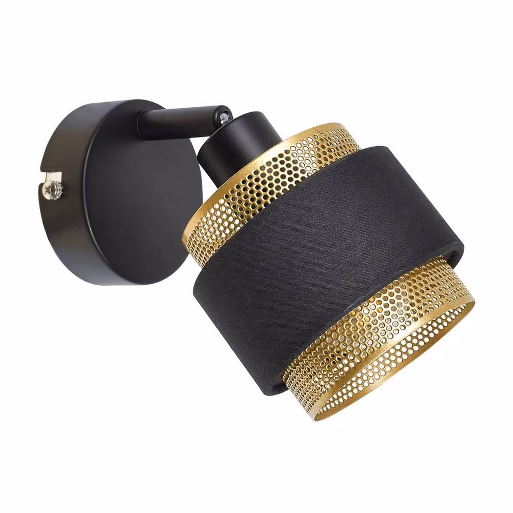 Netlighting Renez Single Ceiling Spotlight in Black and Gold Fabric – 2