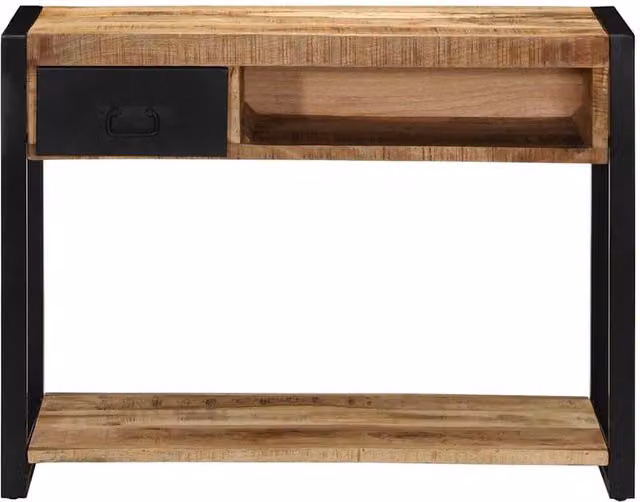 Berkfield Home Rustic Mango Wood Console Table, Brown, W: 100 cm, D: 35 cm, H: 75 cm