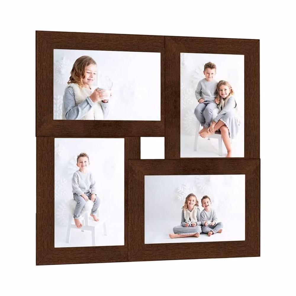Berkfield Home Modern Collage Photo Frame, Dark Brown, Holds 4 x 10 x 15 cm Pictures – 2