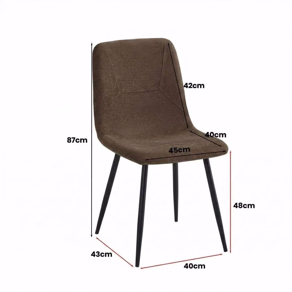 Havendro Set of 2 Modern Metal Dining Chairs with Foam Padded Fabric Seats in Dark Brown and Black – 2
