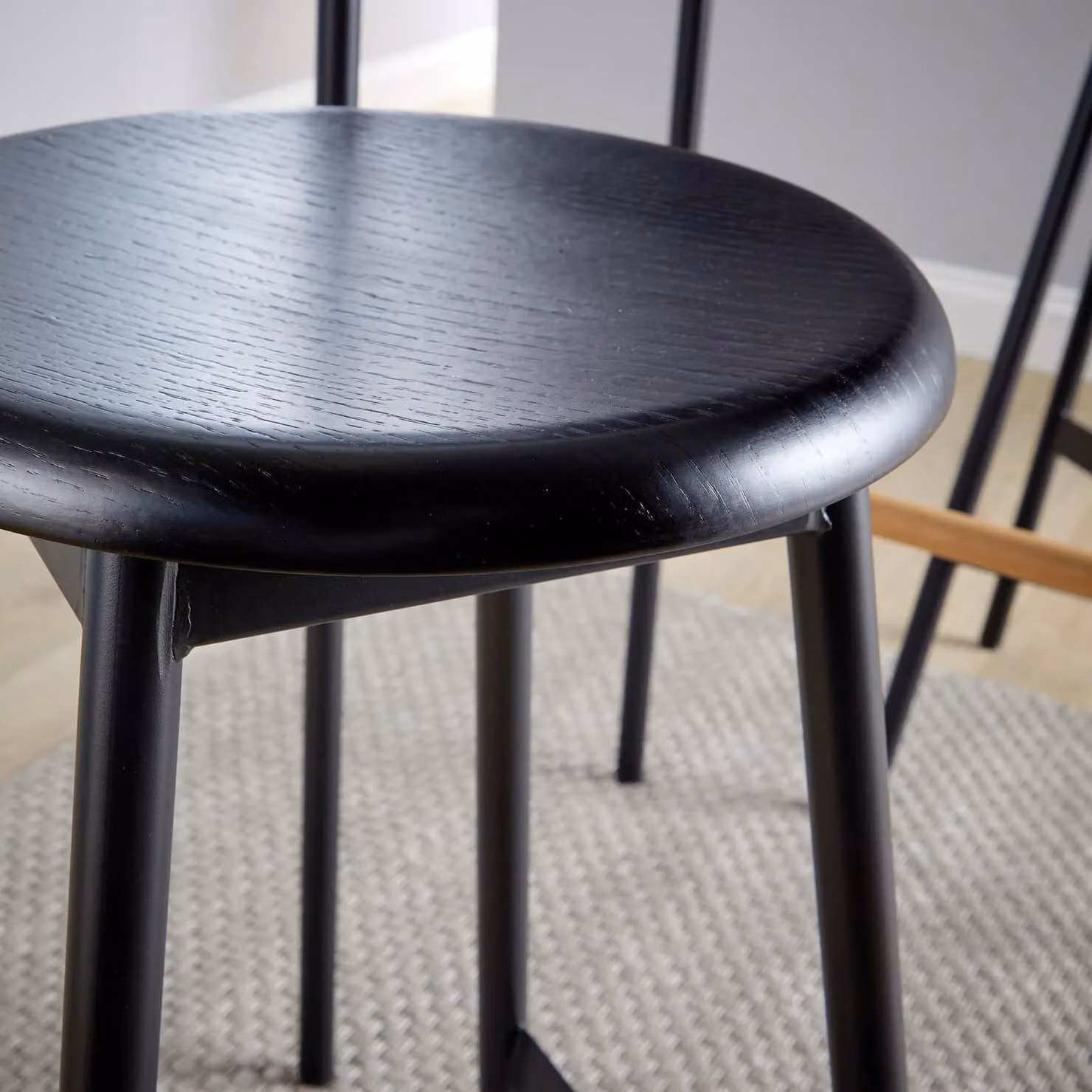 Home Source Bar Table and Stool Set with Black Metal Frame and Oak Wood Finish – 4