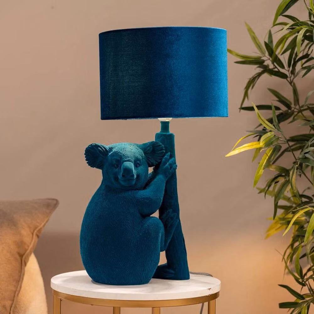 FORGEVIO Koala Table Lamp in Blue Velvet – 3