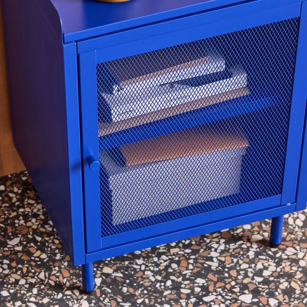 sweeek Industrial Metal Bedside Table with 1 Door in Blue, W: 40 cm, D: 40 cm, H: 58.5 cm – 4