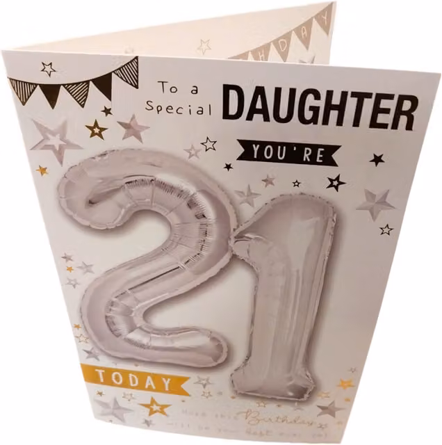 Sensations To a Special Daughter You Are 21 Balloon Boutique Greeting Card, Multicolour