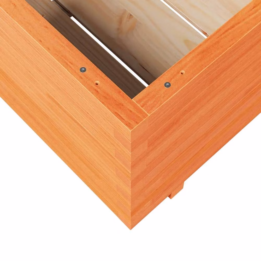 Berkfield Home Beautiful Garden Planter Tub in Brown Solid Wood Pine, W: 90 cm, D: 90 cm, H: 49.5 cm – 2