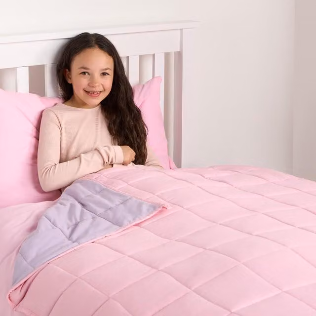 OHS Reversible Pink Weighted Sensory Blanket for Children