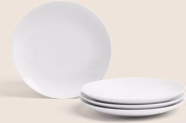 M&S Maxim Coupe Porcelain Side Plates, Set of 4, White