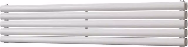UK Radiators Omeara Axis White Elliptical Tube Horizontal Designer Double Panel Radiator W: 140 cm, H: 29 cm