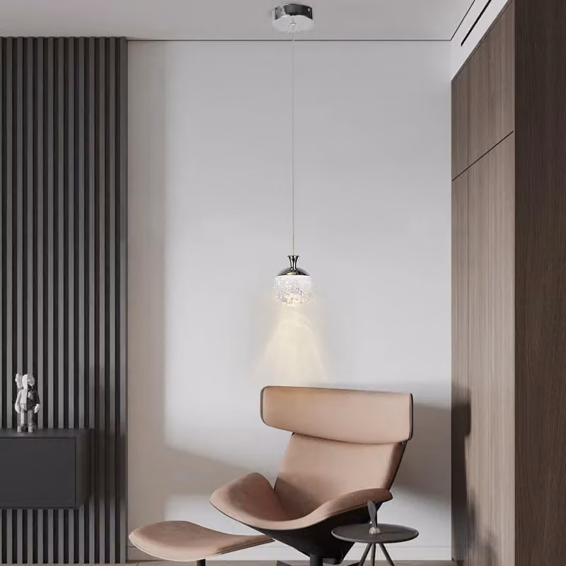 Garwarm 1 LED Single Pendant Light in Chrome with Transparent Glass Sphere – 3
