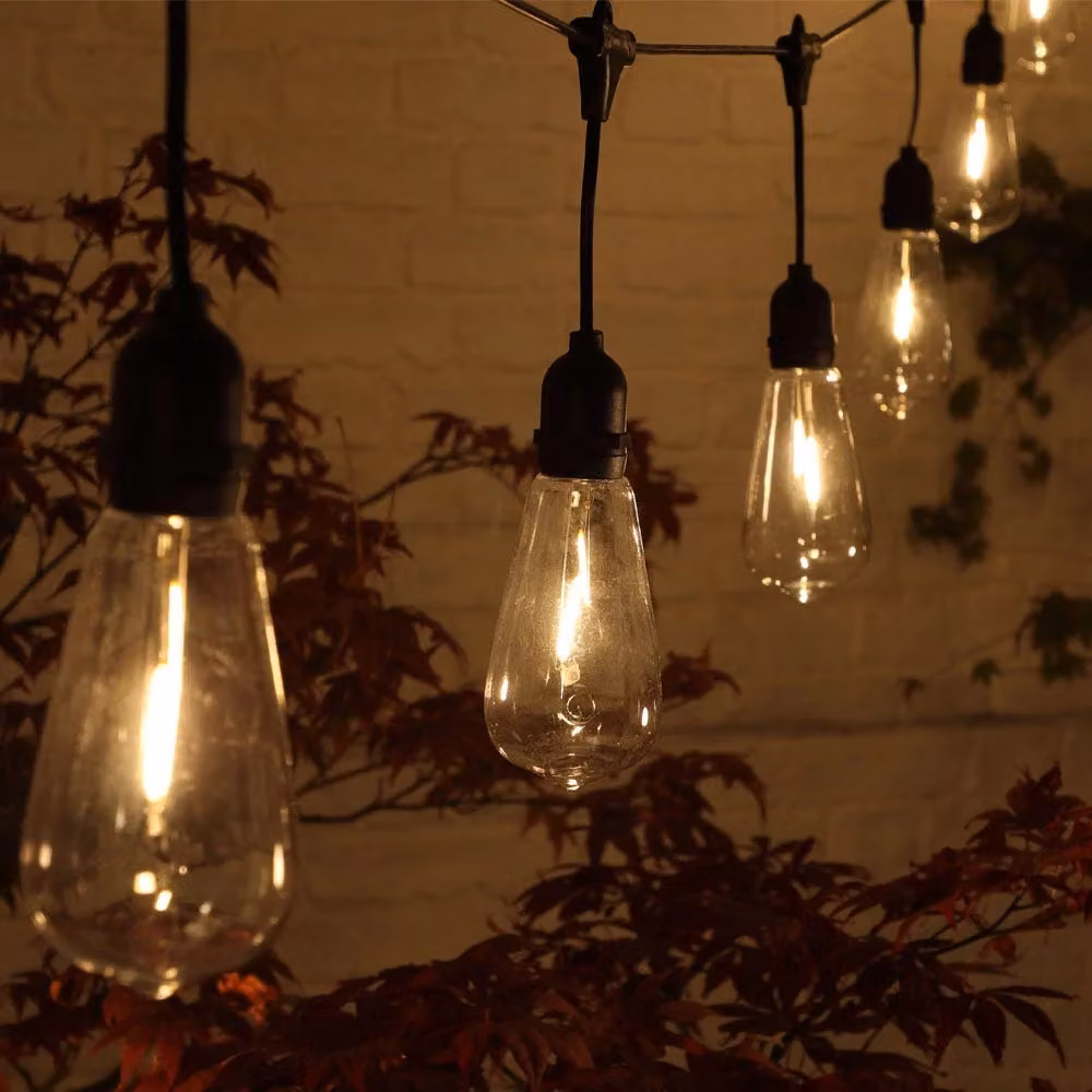 Noma Connectable LED Festoon Lights with 20 Warm White Glass Drop Bulbs, 7.6m Length