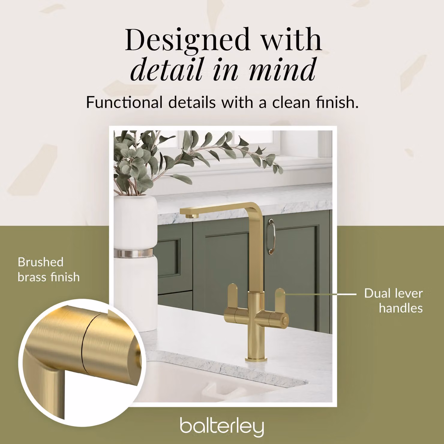 Balterley Chara Single Lever Kitchen Mixer Tap in Brushed Brass – 2