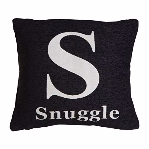 Orsina Snuggle Words Cushion in Black and White Chenille – 2