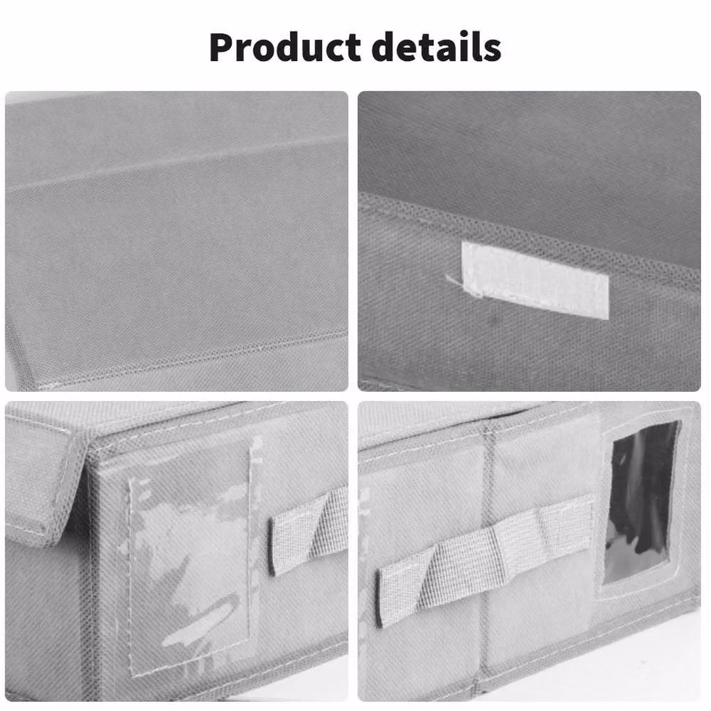 VOGREX 2-Pack Foldable Fabric Bedding and Clothes Storage Organiser Boxes in Grey, W/D/H: 32 x 12 x 32 cm – 3