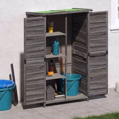 vidaXL Grey Solid Wood Pine Garden Tool Shed Pent W/D/H: 83 x 57 x 140 cm – 2