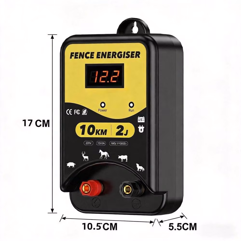 FLAVORA Electric Fence Energiser, 12V Battery Powered, 10KM, 2J, Yellow – 2
