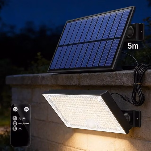 PAWNORA 400 LED Solar Motion Sensor Wall Light in Black