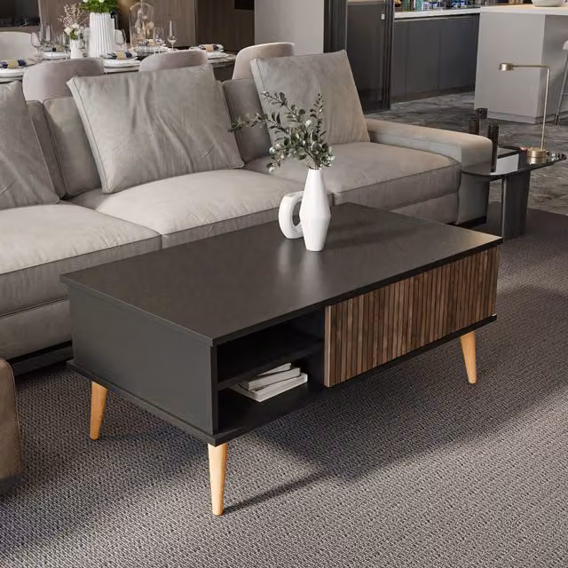 Decorotika Como Modern Rectangular Coffee Table, Black, W: 110 cm, D: 60 cm, H: 46 cm