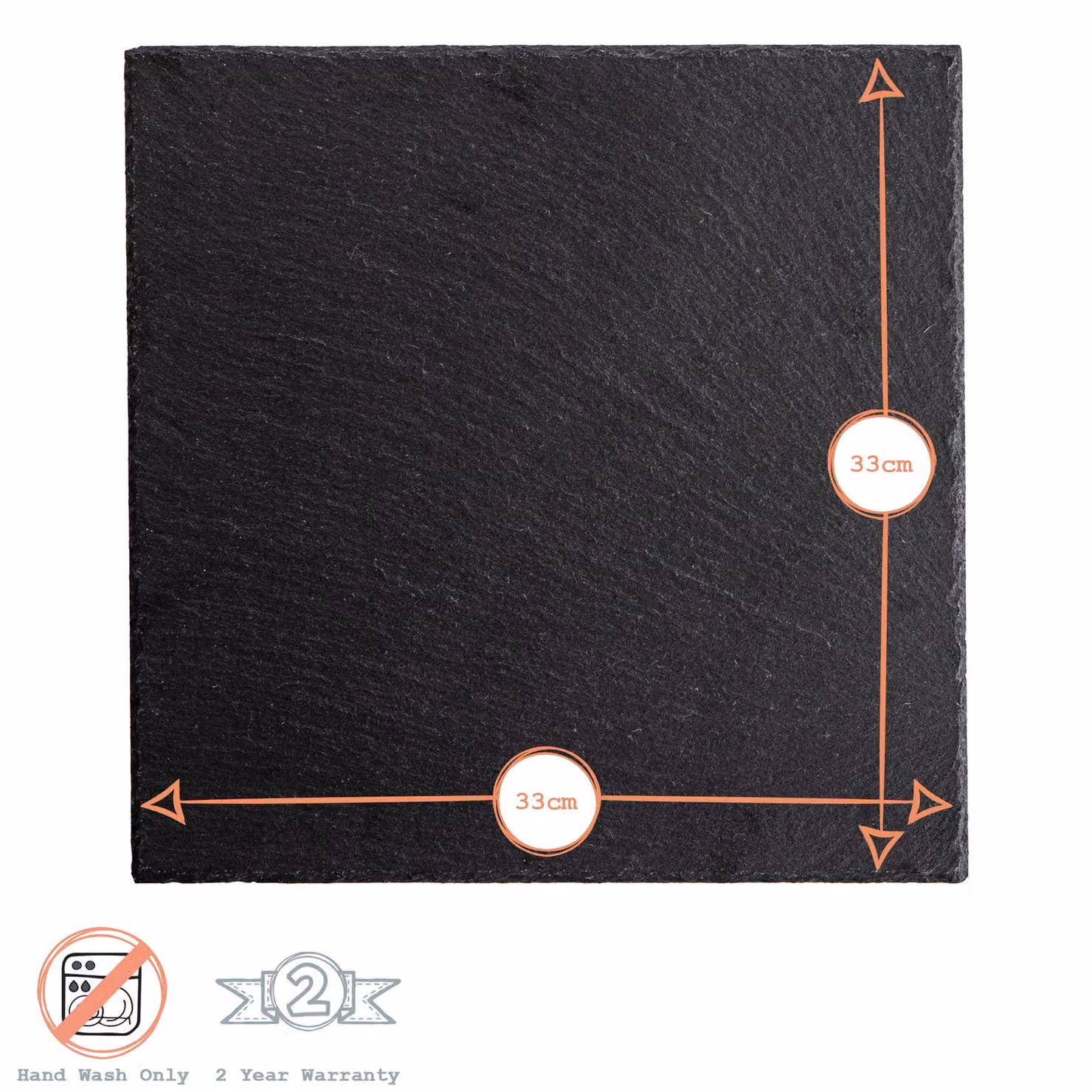 Argon Tableware Square Slate Serving Platters, Pack of 2, Black or Grey, 33 cm – 5
