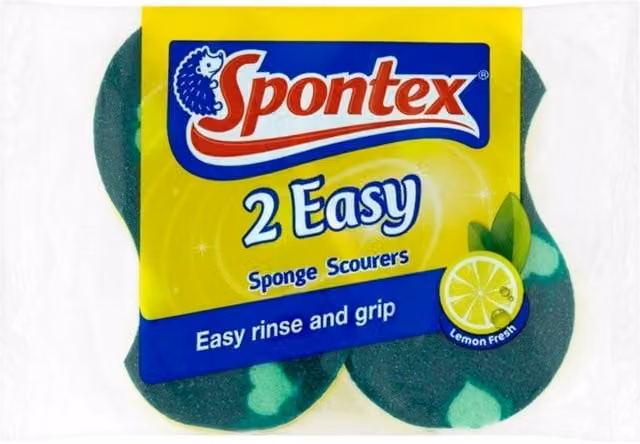 Spontex Easy Sponge Scourers, 2 Pack, Green