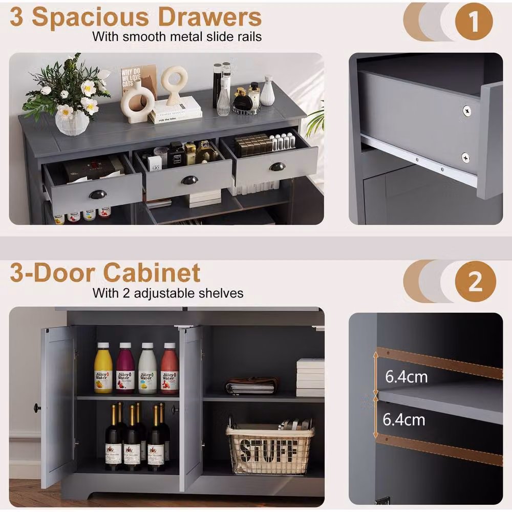 Costway Modern Buffet Sideboard in Grey – 3