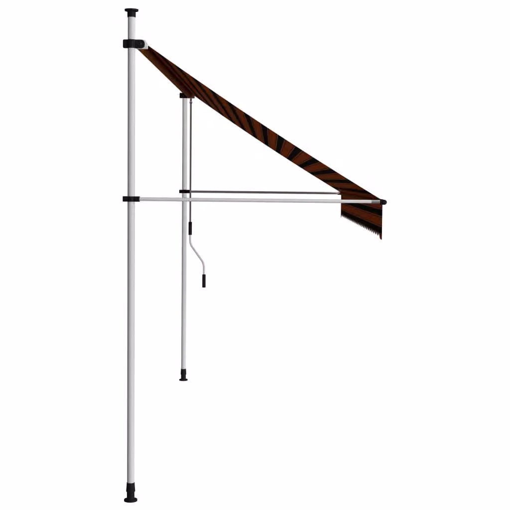 Berkfield Home Manual Retractable Folding Arm Awning in Orange and Brown Striped Polyester and Steel, Width: 300 cm – 2