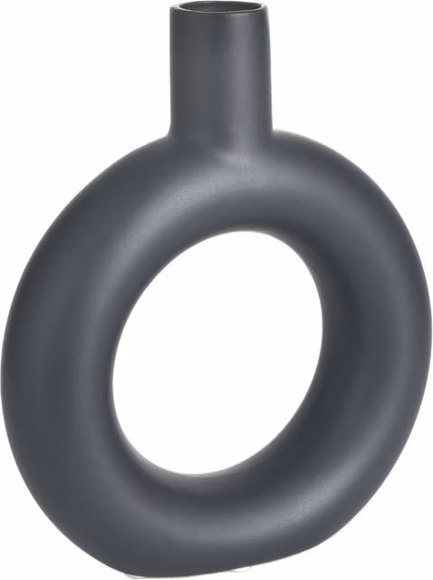 Homerepublic Modern Donut Porcelain Tabletop Vase in Black