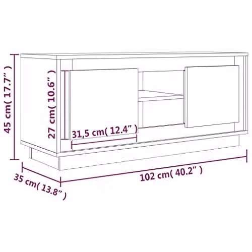 vidaXL Modern TV Cabinet in Concrete Grey, W/D/H: 102 x 35 x 45 cm