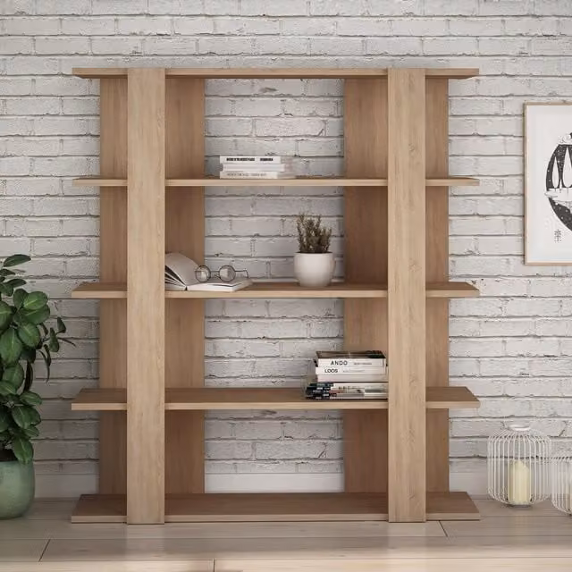 Decortie Tita Modern 4-Tier Bookcase Display Unit in Oak