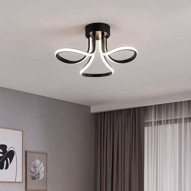 Pagazzi Yara 3 Light Modern LED Semi Flush Ceiling Light in Black