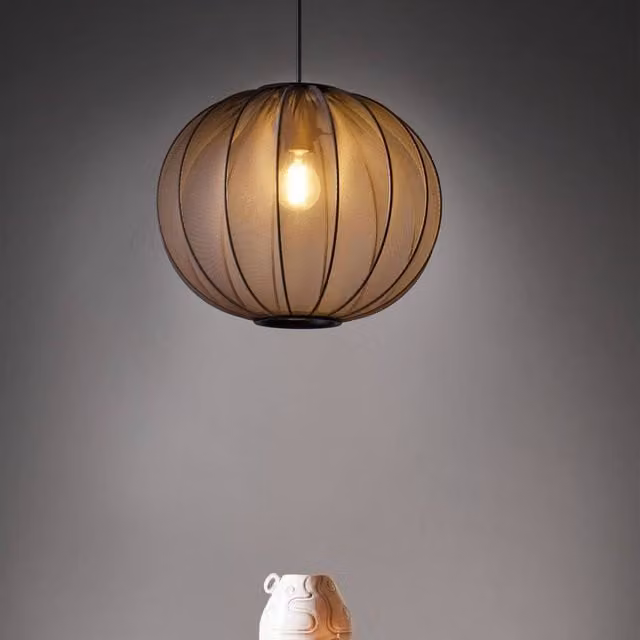 Wyld and Coco Industrial Sphere Pendant Lamp in Black Nylon and Metal – 1