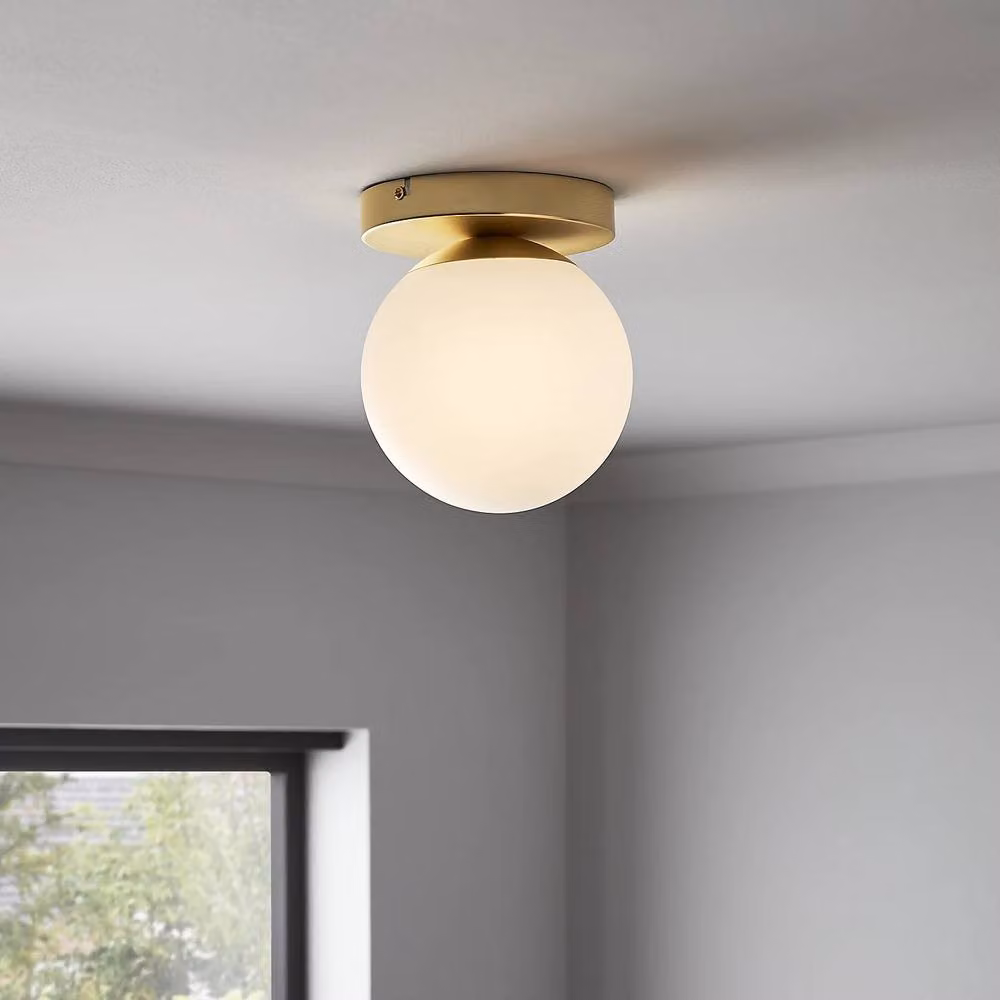 Goeco Modern Gold and White Glass Sphere Ceiling Light with E27 Bulb Holder – 2
