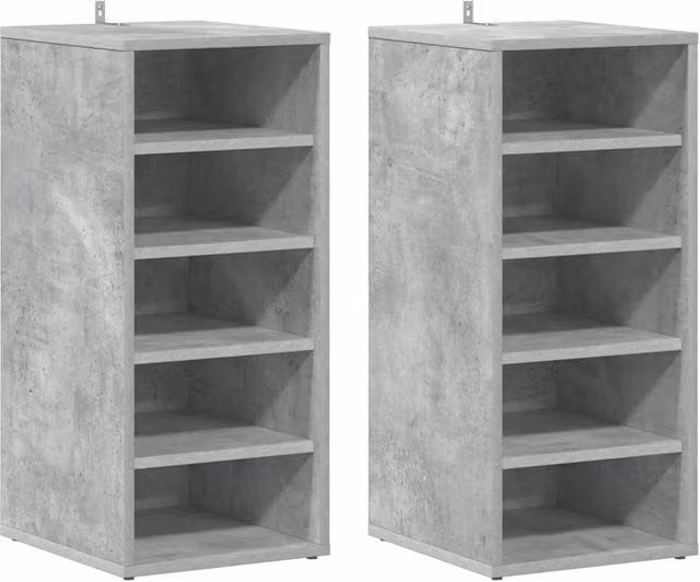 Berkfield Home 2-Piece Shoe Cabinet Set in Concrete Grey, W/D/H: 31.5 x 35 x 70 cm
