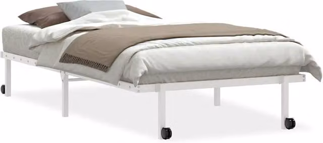 Berkfield Home Foldable Metal Bed Frame in White, W: 107 cm, L: 203 cm – 1