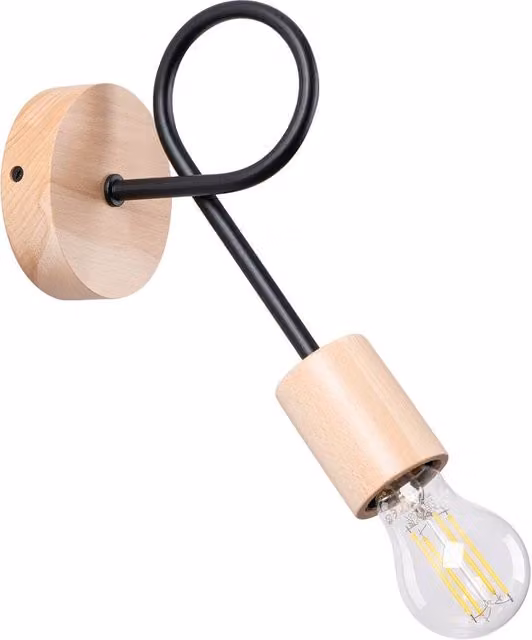Sollux Lighting minimalist Wall Lamp in Black and Wood, W/D/H: 24 x 10 x 19 cm – 1