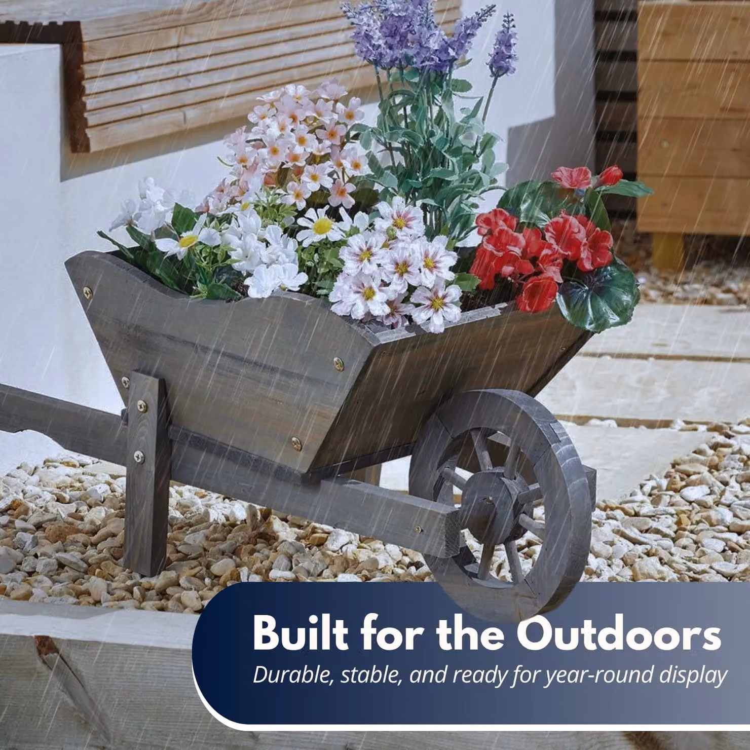 Marco Paul Large Wheelbarrow Flower Garden Planter, Grey – 5