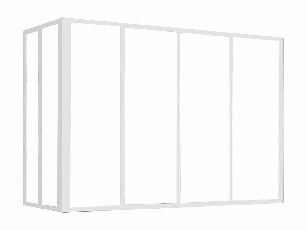 Vente-unique Corner Power-Coated Aluminium Glass Partition in White, W/D/H: 120 x 60 x 130 cm – 2