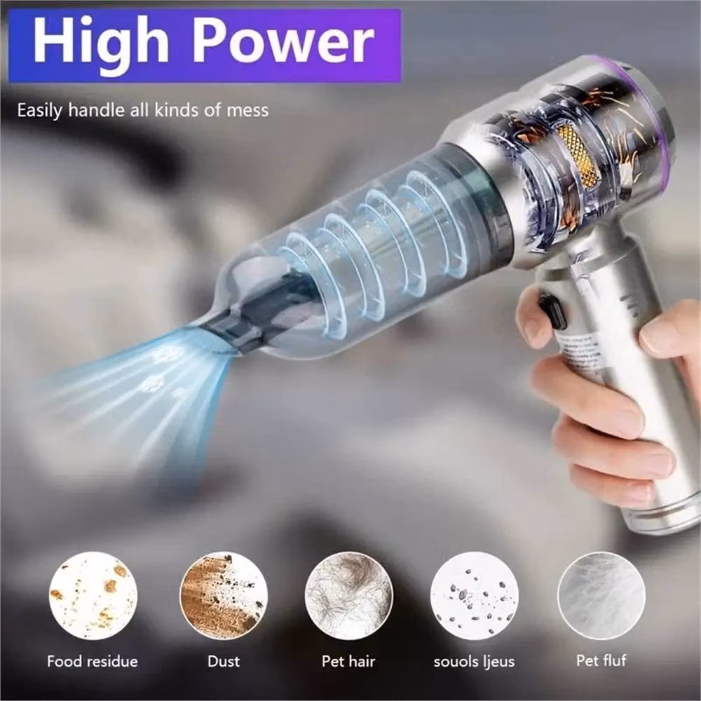 Nordara Mini USB Rechargeable Car Vacuum Cleaner in Grey with Washable Filter – 3