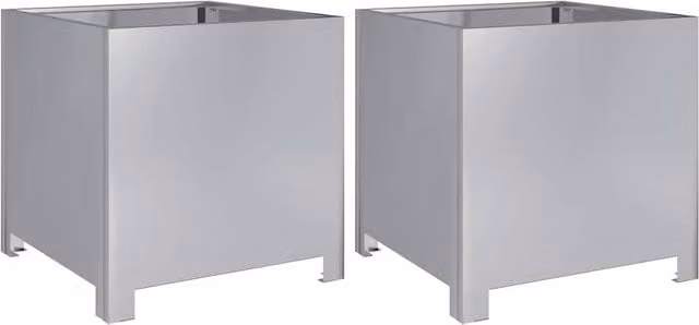 Berkfield Home Garden Galvanised Steel Planter Tubs, 2 Pieces, Silver, W/D/H: 40 x 40 x 40 cm