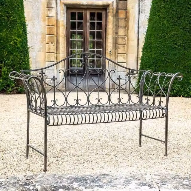 Ascalon Design Ltd Garden Bench in Brown Rustic Metal, W: 49.5 cm, L: 147 cm, H: 93 cm