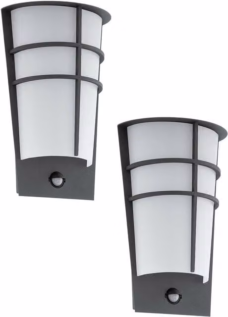 Loops 2 Pack Anthracite Steel Outdoor Wall Lights with PIR Motion Sensor and 2.5W LED – 1